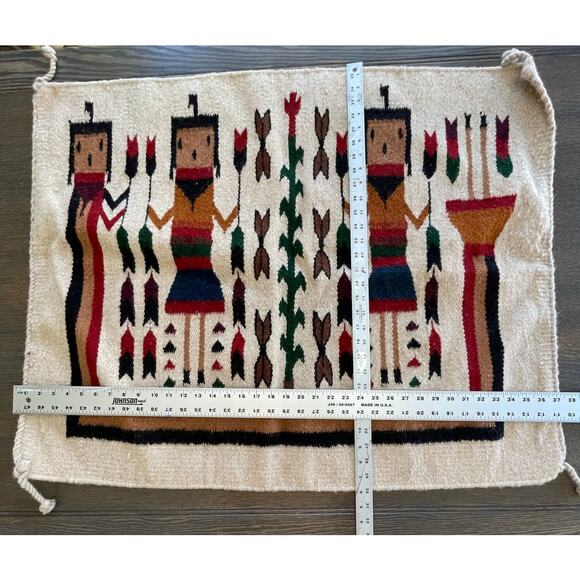 Vintage Tan Yei Navajo Style Rug Wall Hanging - Picture 3 of 16
